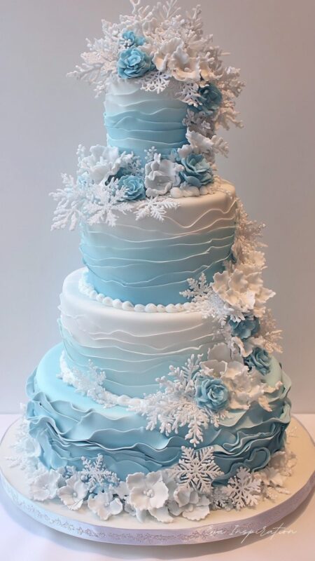 GATEAU-reine-des-neiges-mariage-hiver-bleu-blanc