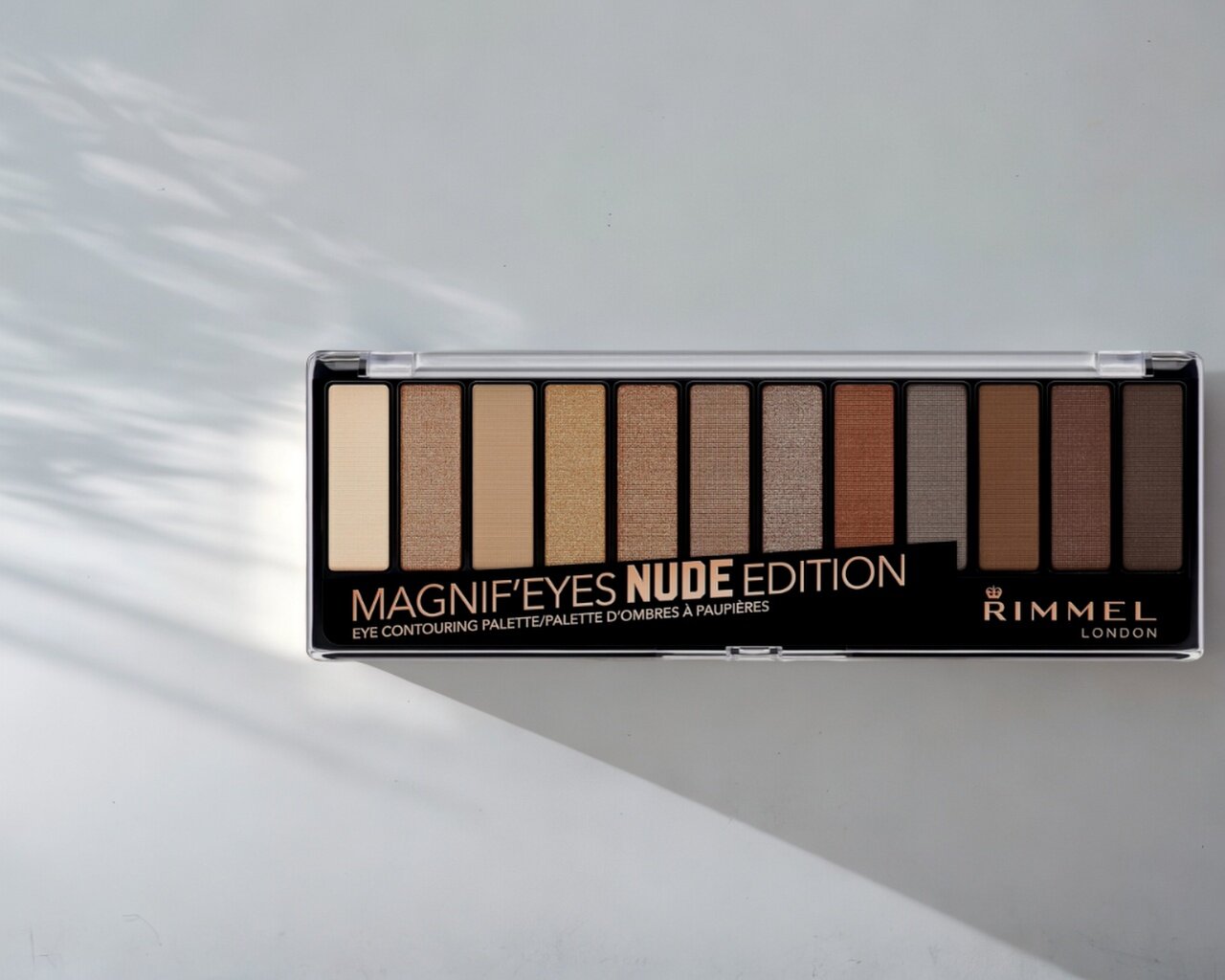 Rimmel - Ombre à Paupières Palette Magnif'Eyes 12 Pan - Fini Mat, Satiné et Brillant - Longue Tenue - 001 Nude Edition