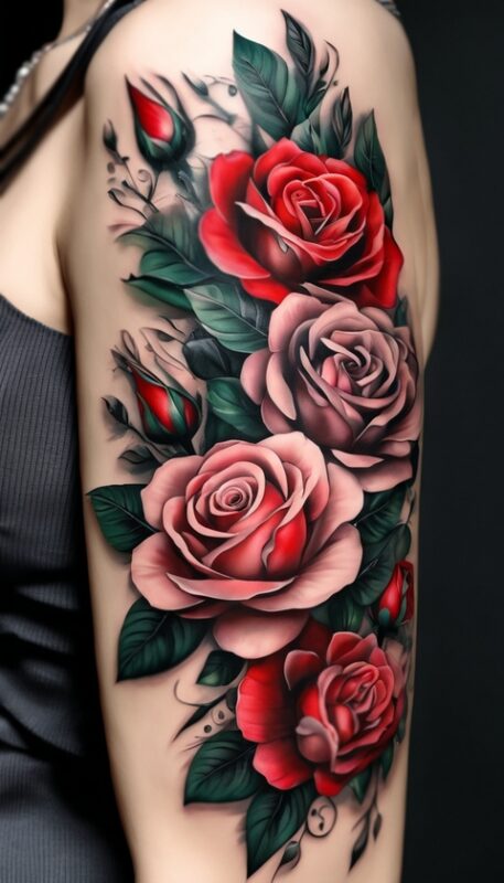 TATOUAGE-OLD-SCHOOL-ROSE-FLOWER