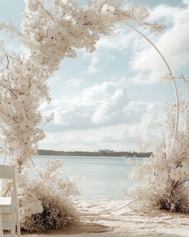 arche ronde blanche plage pour mariage laique ceremonie union