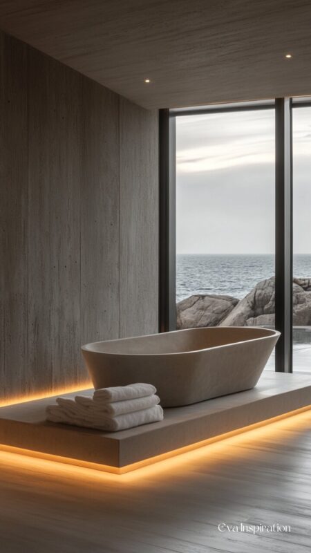 baignoire sur ilot deco minimaliste