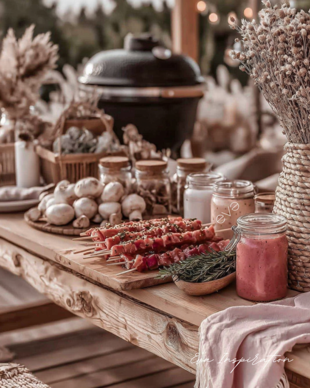 brochette de viande au barbecue charbon