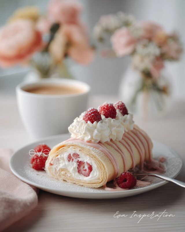 buche crepe framboise chantilly idee presentation facile