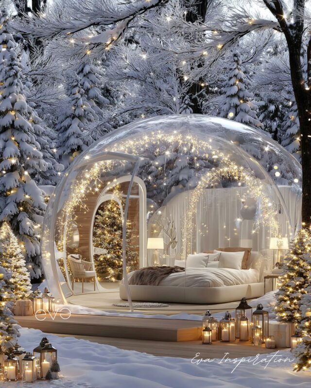 bulle transparente sejour insolite neige foret