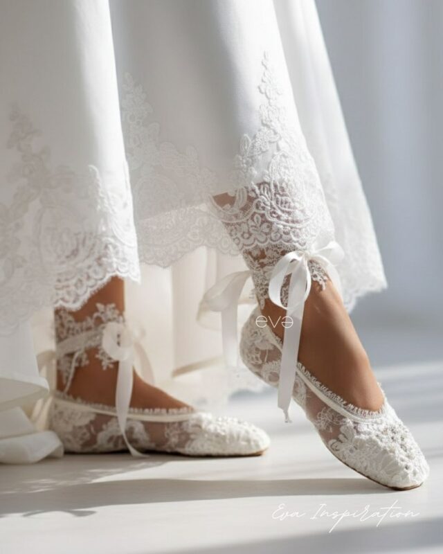 chaussure mariage confortable idee ballerine dentelle satin