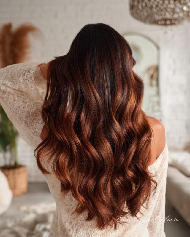 cheveux cuivré ombre balayage
