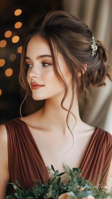 chignon-demoiselle-honneur-robe-terracotta