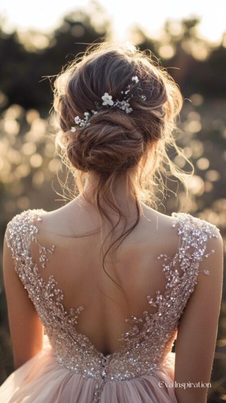 chignon_naturel_fleuri mariage boheme champetre