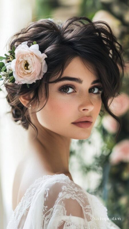 coiffure-mariage-cheveux-court-boucle-chic-simple
