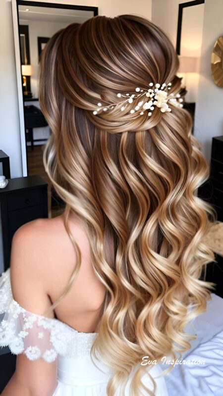 coiffure-mariage-cheveux-long-ondule-semi-attache-accessoire-perle