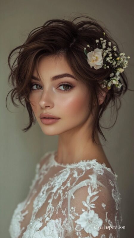 coiffure-mariage-florale-cheveux-court-ondules