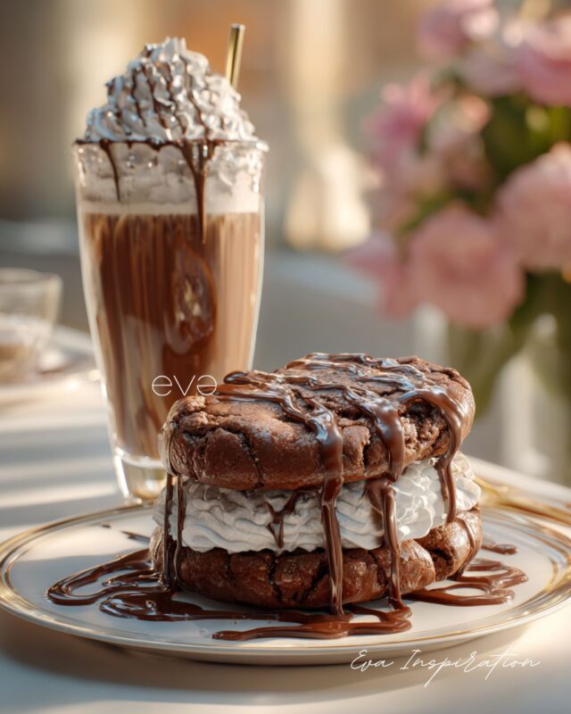 cookie sandwish creme chantilly chocolat presentation