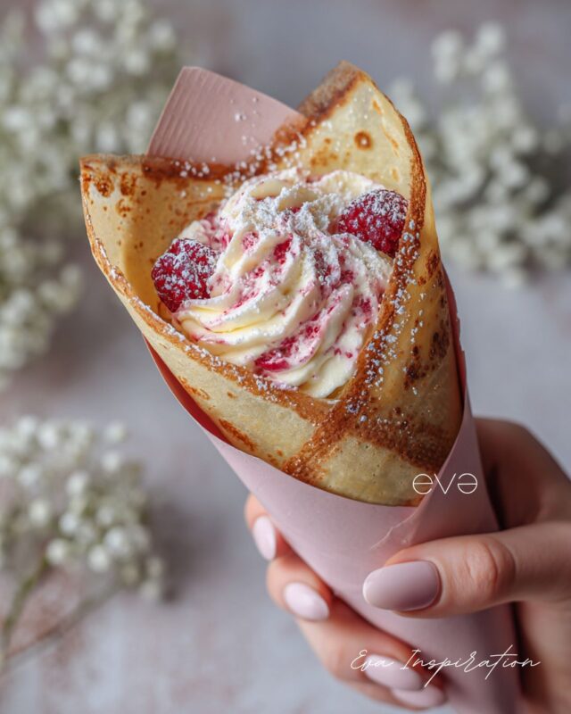 cornet de crepe idee chantilly framboise