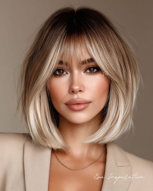 coupe carré mi long frange