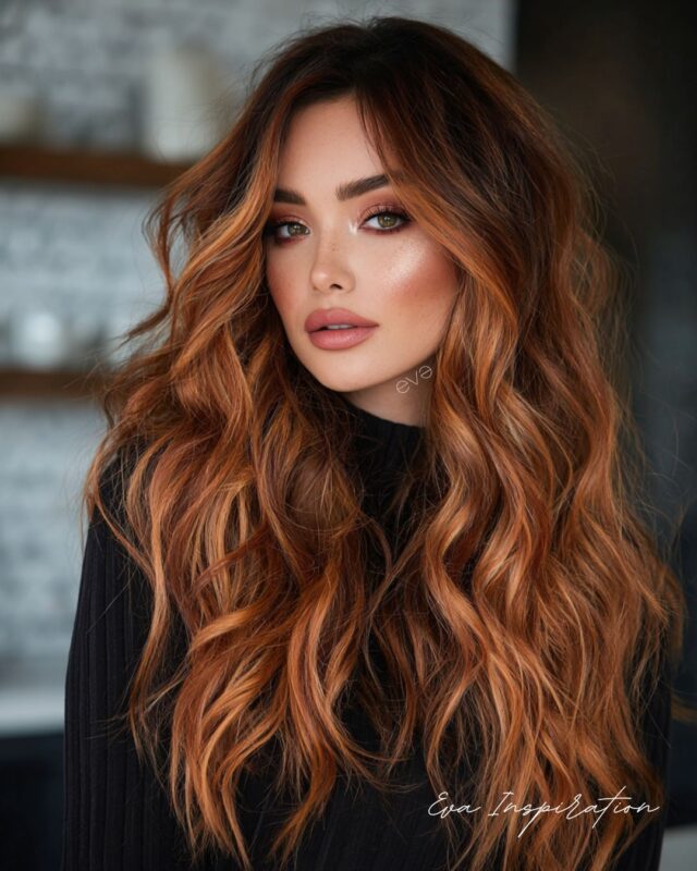 cuivre roux ombre couleur tendance cheveux wavy