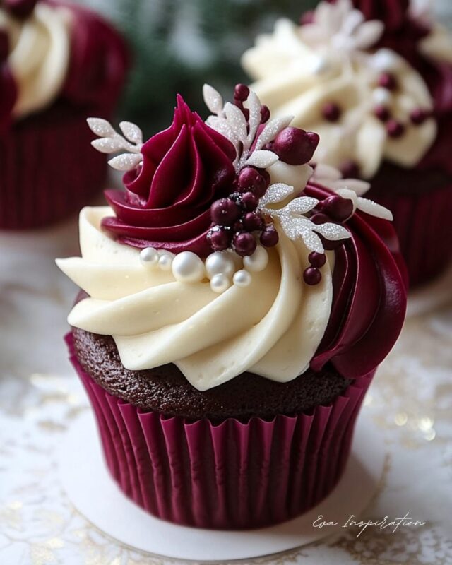 cupcake-noel-bordeau-chic-elegant