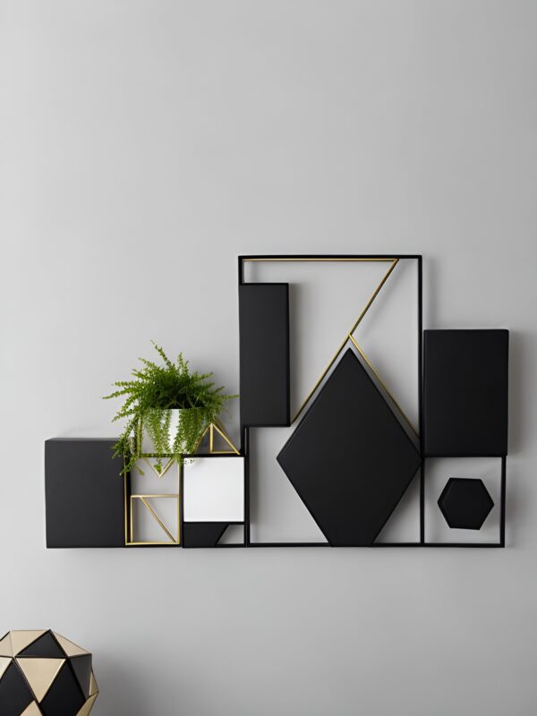 deco-mural-noir-metal-petit-espace-etagere-geometrique-moderne-avec-plante