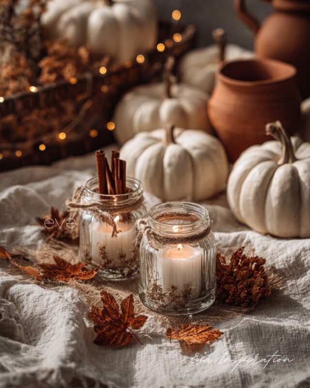 bougies automne cannelle citrouilles décoration table cosy