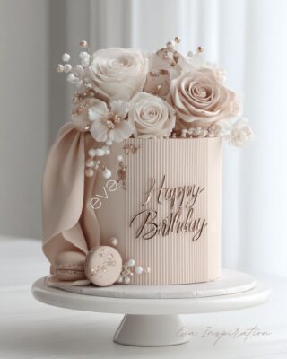 decoration layer cake beige rose anniversaire