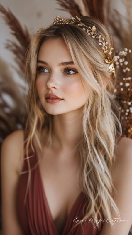 demoiselle-honneur-headband-dore-robe-terracotta-look-inspo