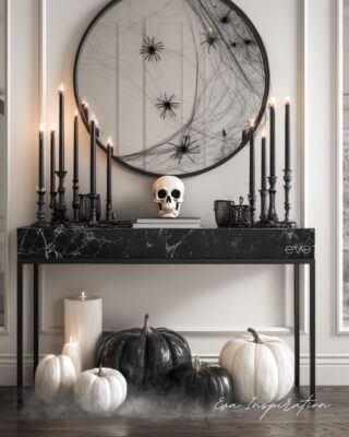 entree halloween decoration noir et blanc