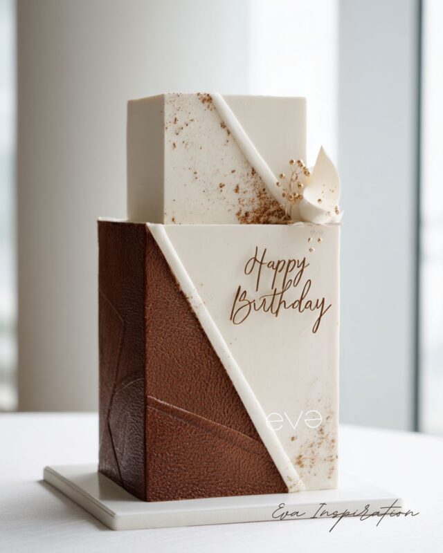 gateau anniversaire graphique homme blanc et marron aethetic