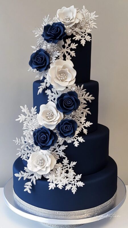 gateau-mariage-bleu-nuit-hiver-inspiration
