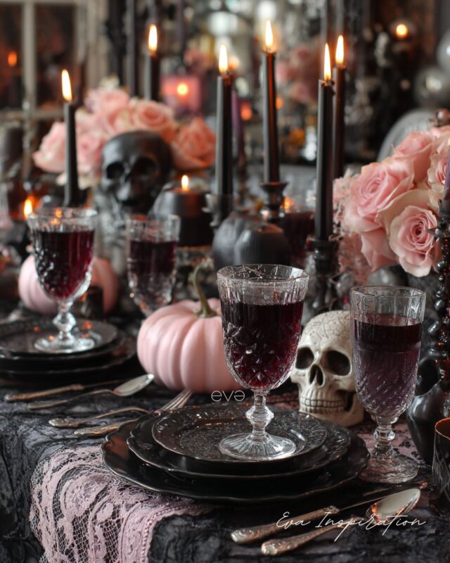 halloween decoration glamour noir et rose inspo