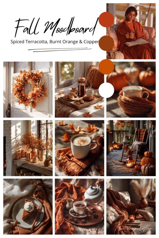 Décoration automne maison aux couleurs terracotta, orange brûlé et cuivre – Idées cosy et chaleureuses