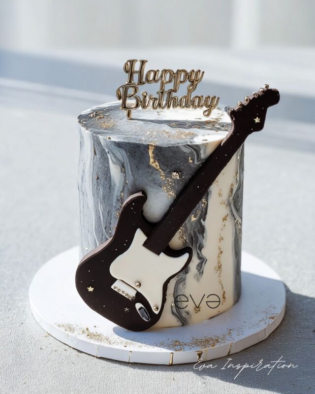 layer cake gateau anniversaire homme idee chic original guitare