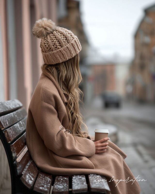 manteau long femme look bonnet