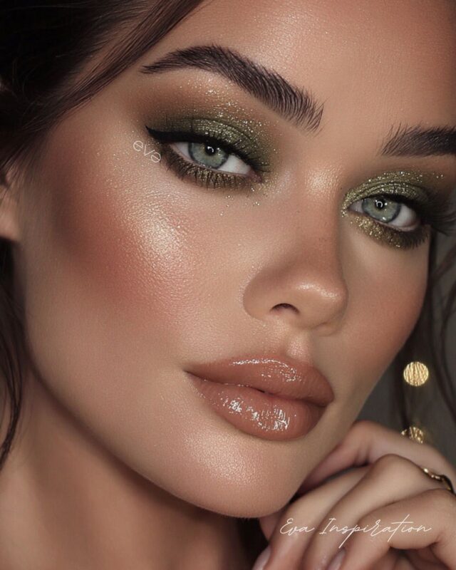 maquillage vert nouvel an idée eva inspiration