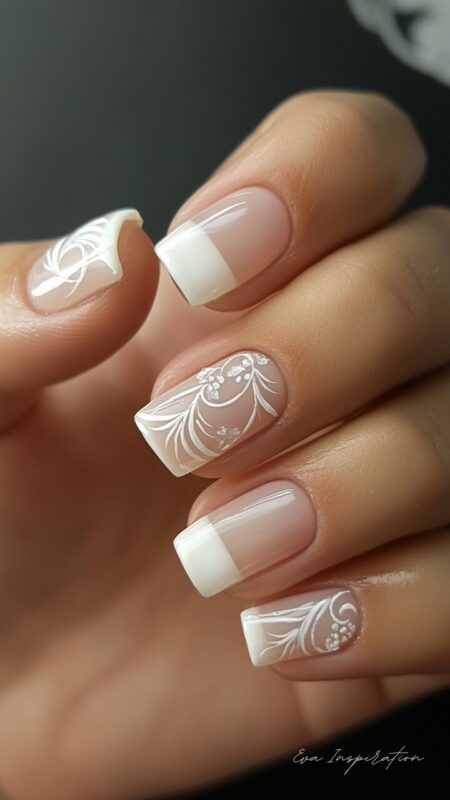 nail-art-wedding-white-french-manicure