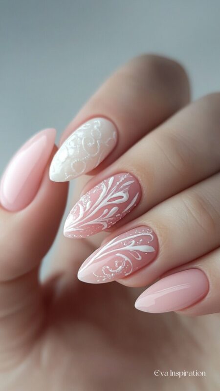 ongle-manucure-rose-poudre-et-blanc-nail-art