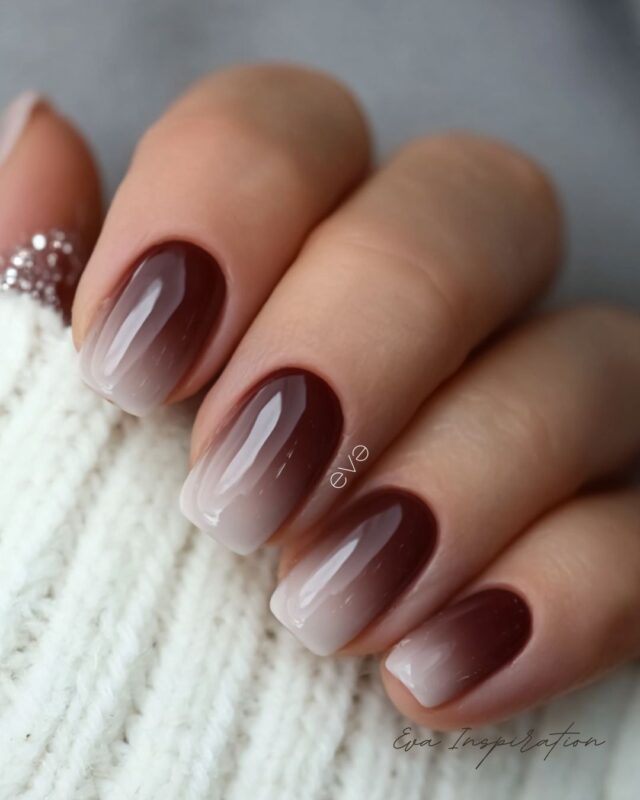 ongle marron babyboomer tendance milky