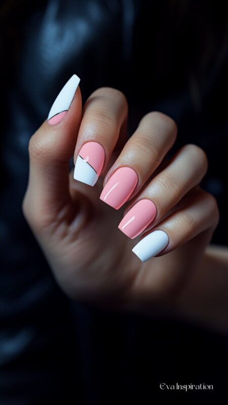 ongle-rose-blanc-graphique