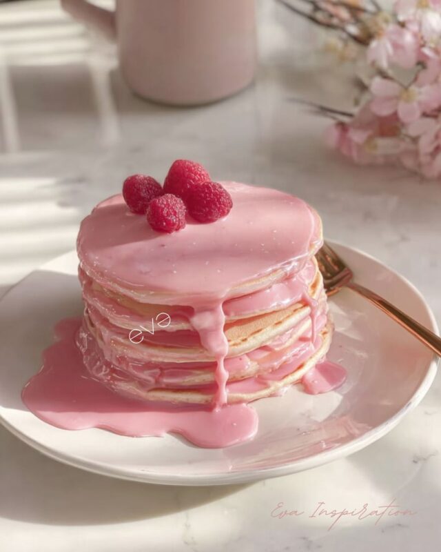 pancakes americain girly rose aesthetic recette framboise