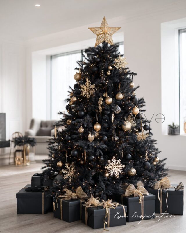 Sapin de Noël noir et or moderne idee