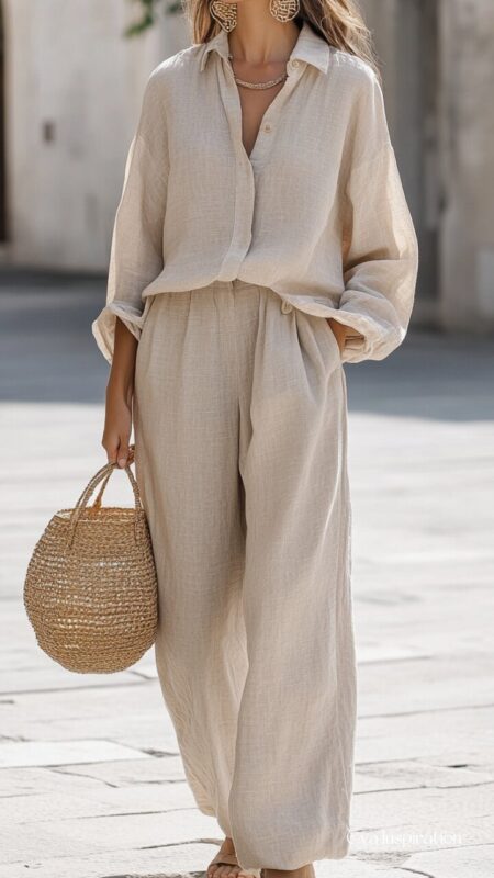 tenue-ample-printemps-ete-femme-beige-lin-look